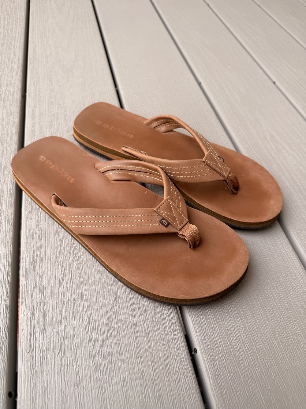 Cobian Men’s Brown Tan Flip Flop Sandals Estimated Size 10